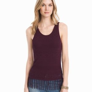 White House Black Market Fringe Hem Plum Top